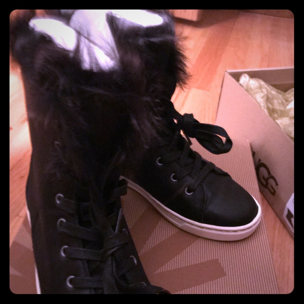 UGG leather and fur Croft sneakers